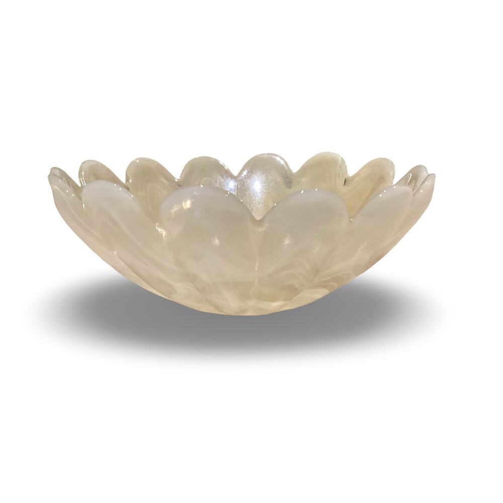 Vintage Murano Iridescent Glass Scallop Bowl